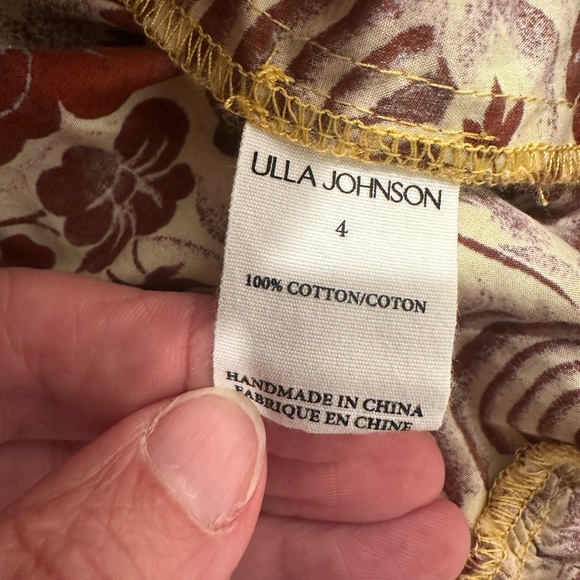 Ulla Johnson ruffled brown and yellow floral dress sash tie waist 4 EUC - Picture 6 of 6
